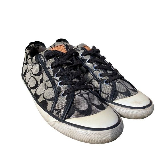 Coach Barrett women’s size 8 1/2 sneakers Grey Signature Canvas Shoes - Picture 3 of 12